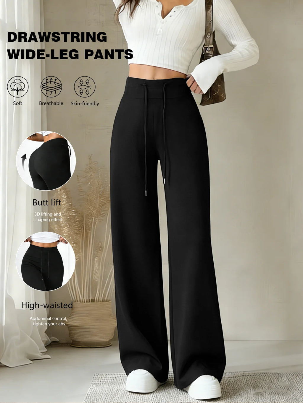 TrenddVibe™ Sculpt & Flow Wide-Leg Trousers