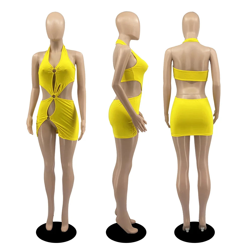 TrenddVibe™ Sunset Hollow Mini Dress
