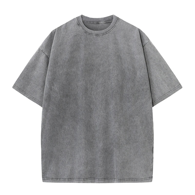 TrenddVibe™ Vintage Washed Heavyweight Cotton Tee – Oversized Streetwear Fit