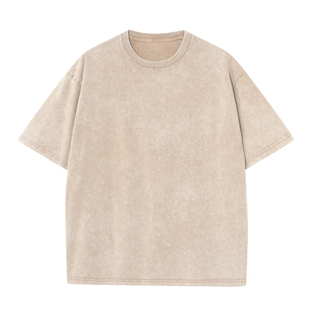 TrenddVibe™ Vintage Washed Heavyweight Cotton Tee – Oversized Streetwear Fit