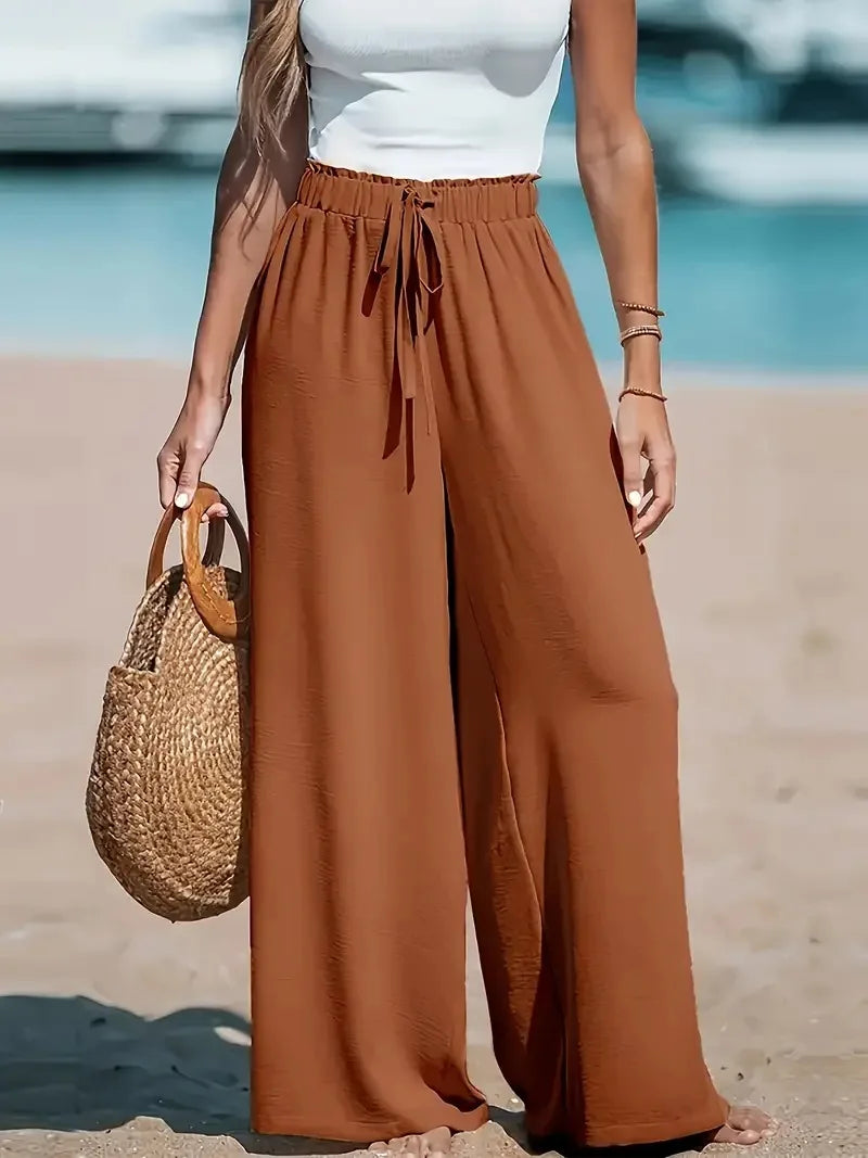 TrenddVibe™ Amalfi Cotton-Linen Wide Pants