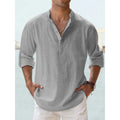 TrenddVibe™ Casual Striped Cotton-Linen Stand-Collar Shirt – Lightweight Long Sleeve