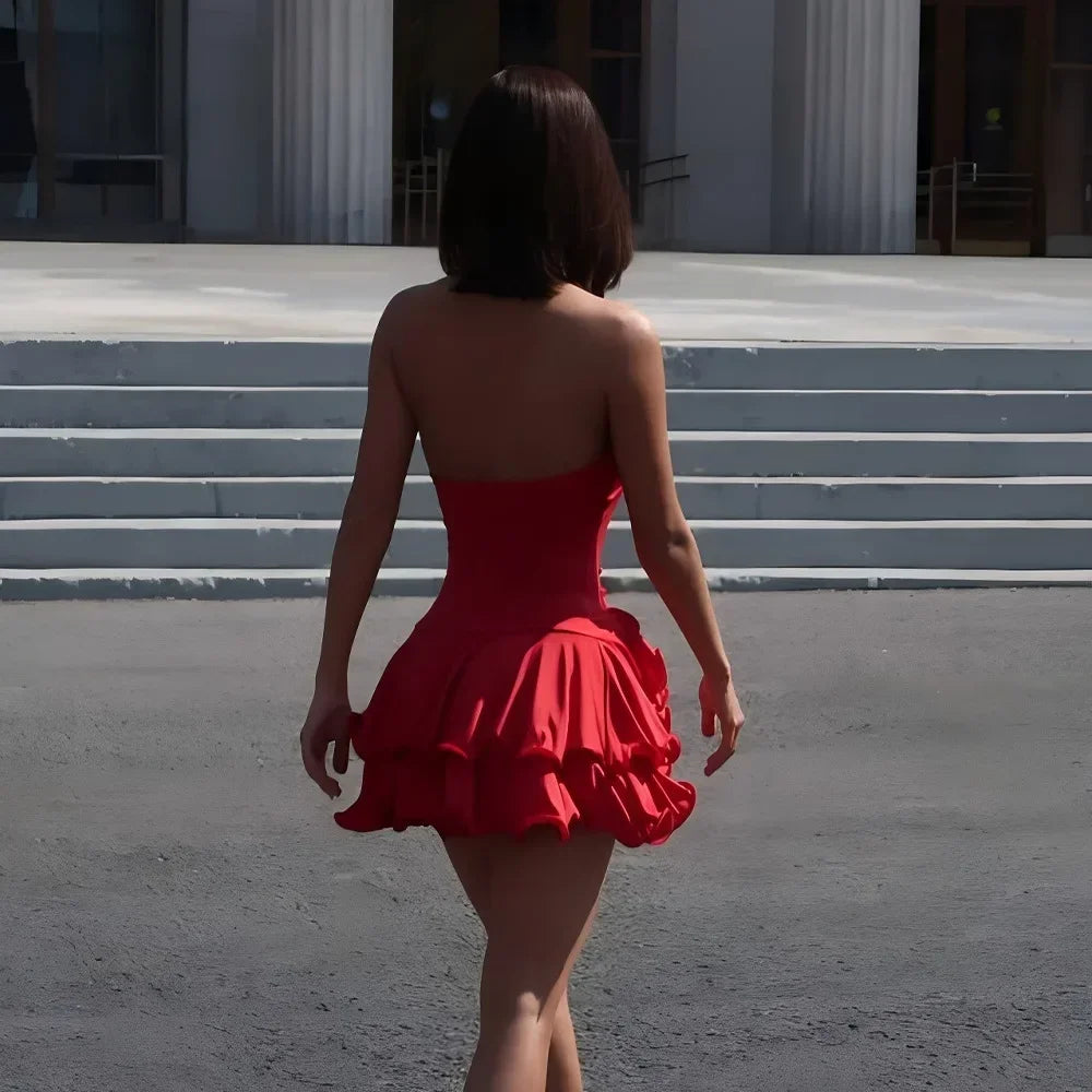 TrenddVibe™ Ruffle Romance Mini Dress