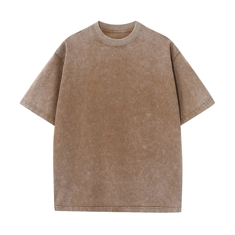 TrenddVibe™ Vintage Washed Heavyweight Cotton Tee – Oversized Streetwear Fit
