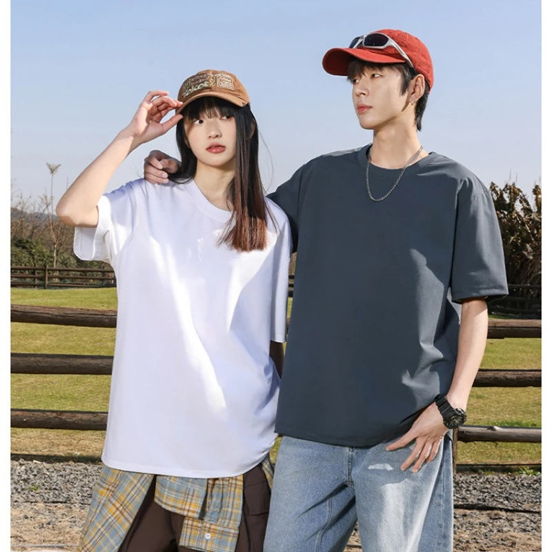 TrenddVibe™ Premium Cotton Knit Crewneck Tee – Moisture-Wicking Casual Essential