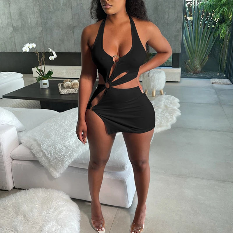 TrenddVibe™ Sunset Hollow Mini Dress