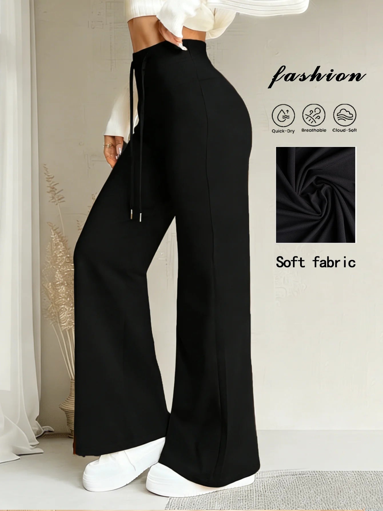 TrenddVibe™ Sculpt & Flow Wide-Leg Trousers