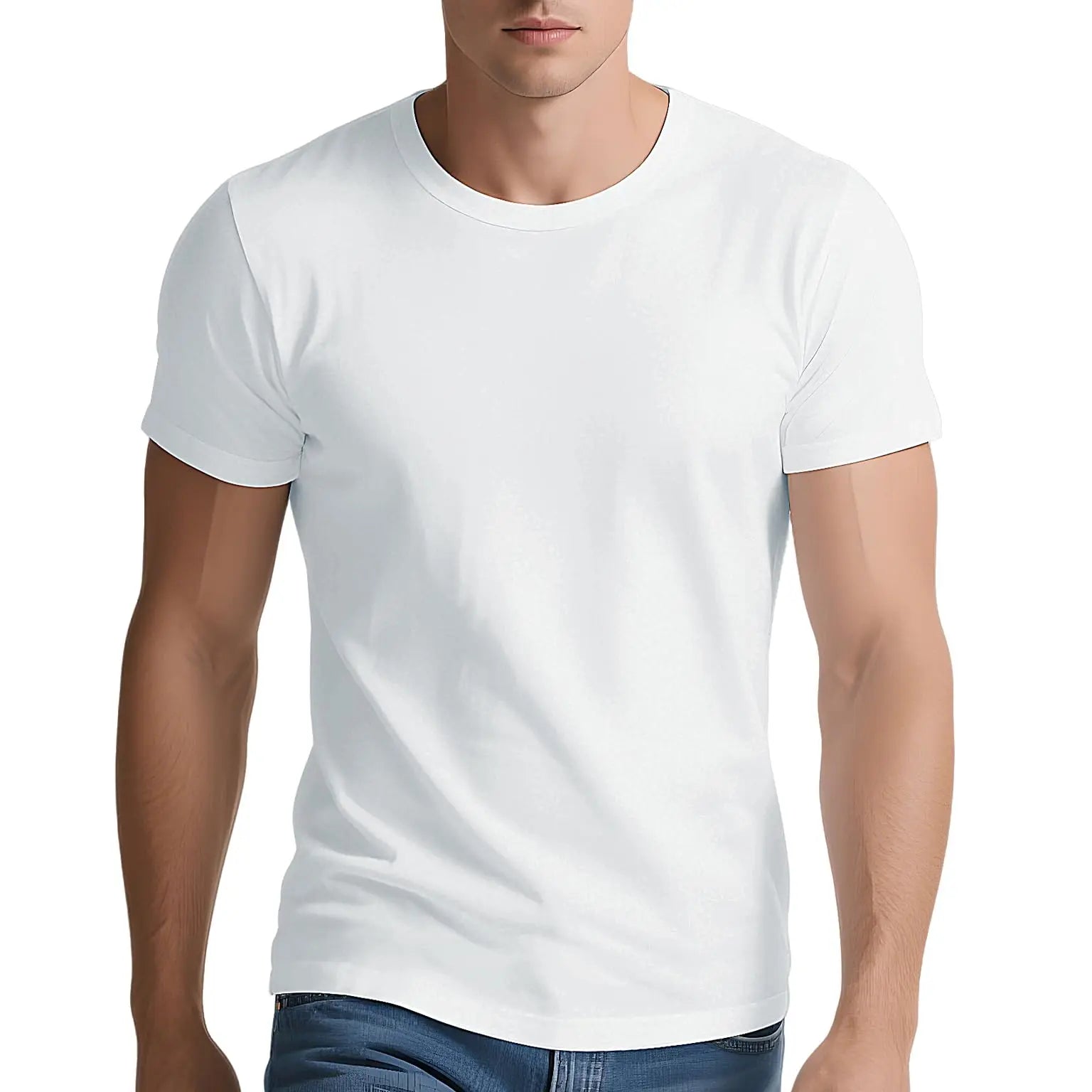 TrenddVibe™ Premium Cotton Knit Crewneck Tee – Moisture-Wicking Casual Essential