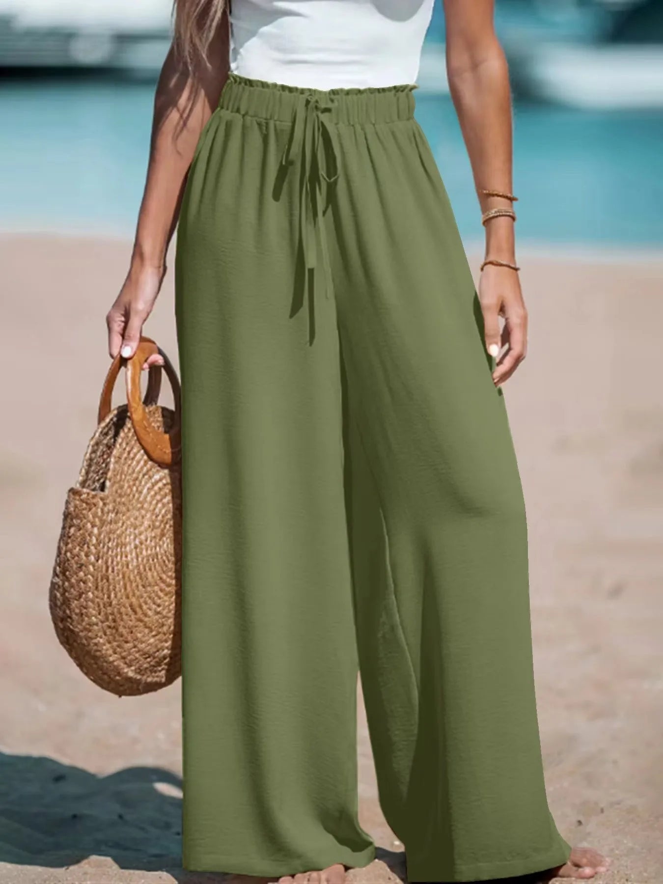 TrenddVibe™ Amalfi Cotton-Linen Wide Pants