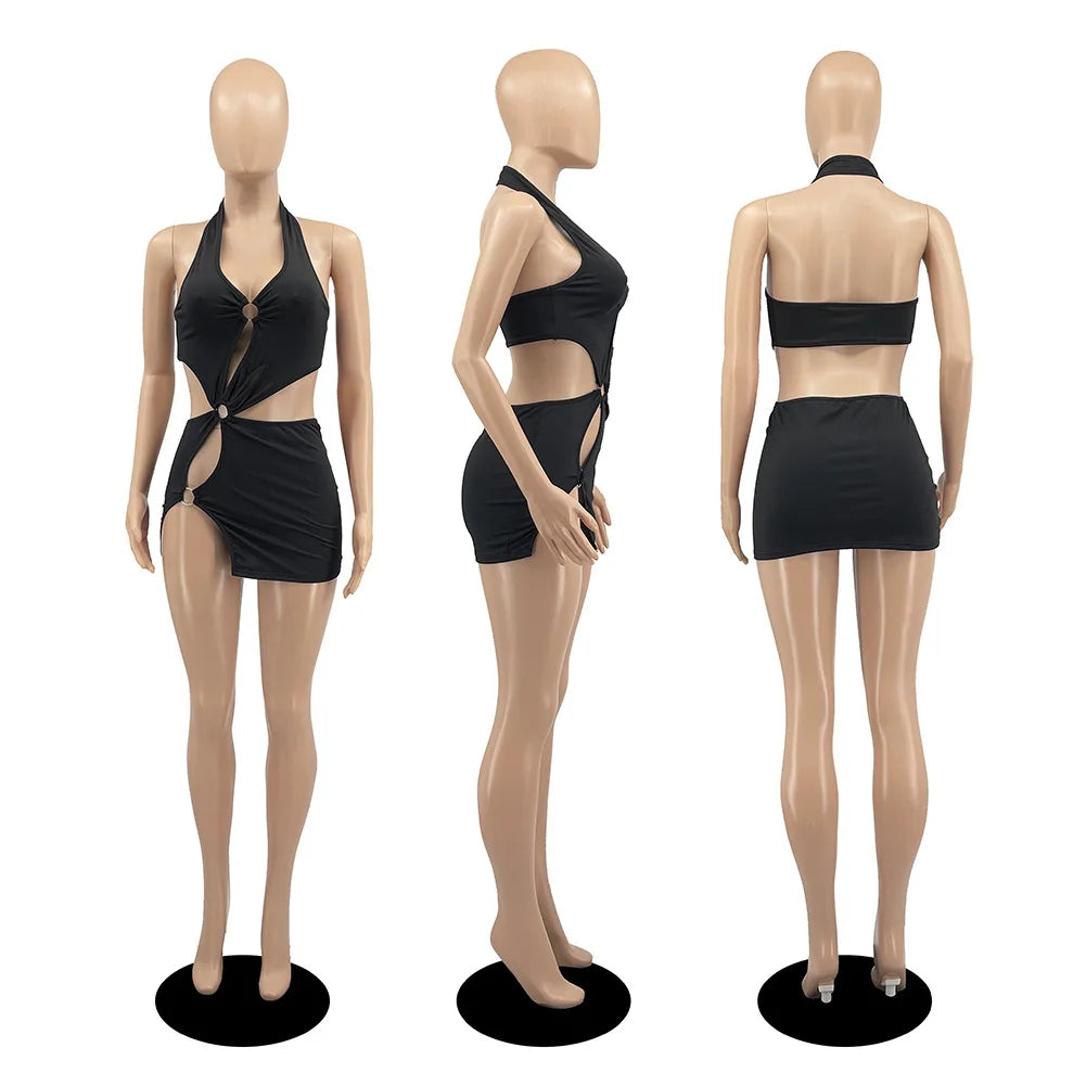 TrenddVibe™ Sunset Hollow Mini Dress