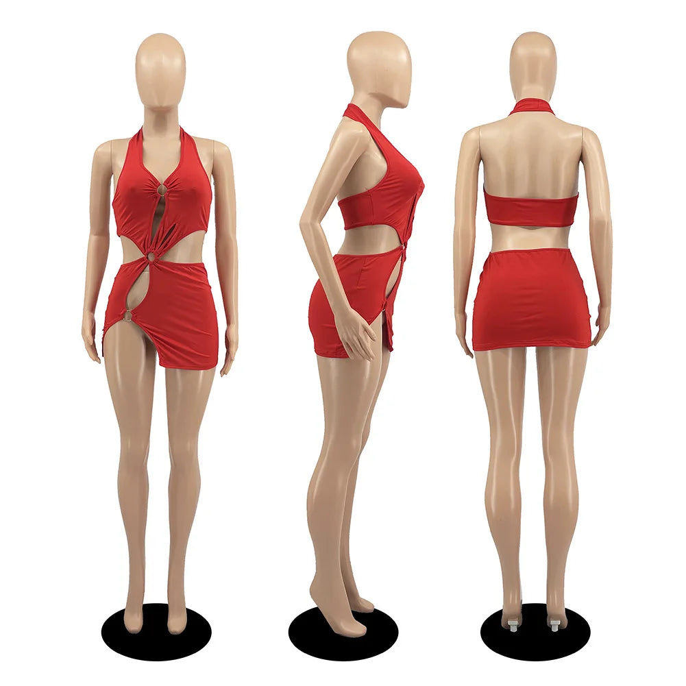 TrenddVibe™ Sunset Hollow Mini Dress