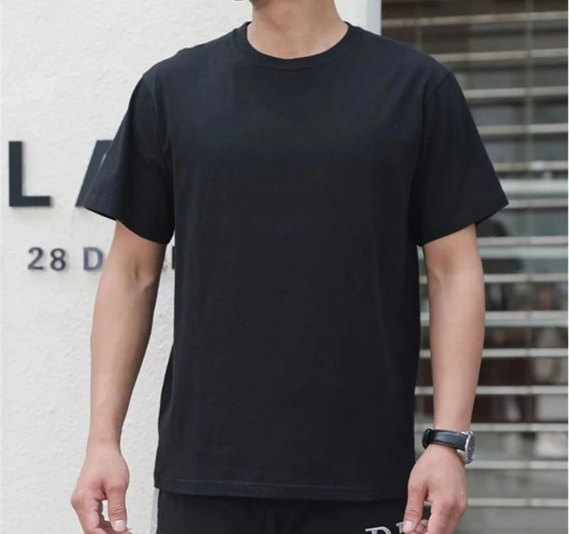 TrenddVibe™ Premium Cotton Knit Crewneck Tee – Moisture-Wicking Casual Essential
