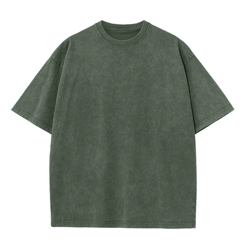 TrenddVibe™ Vintage Washed Heavyweight Cotton Tee – Oversized Streetwear Fit