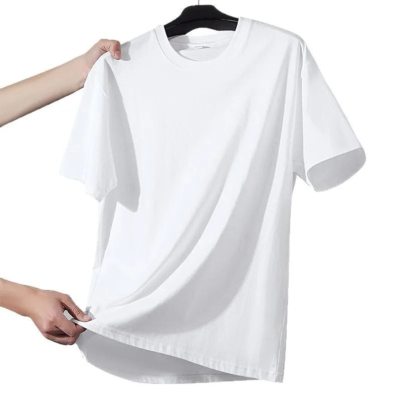 TrenddVibe™ Premium Cotton Knit Crewneck Tee – Moisture-Wicking Casual Essential