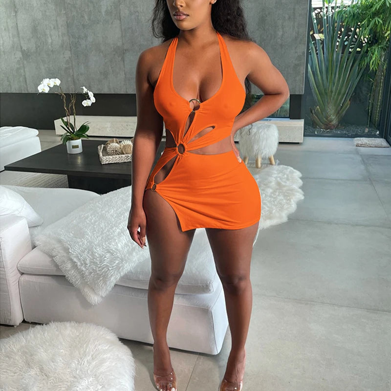 TrenddVibe™ Sunset Hollow Mini Dress