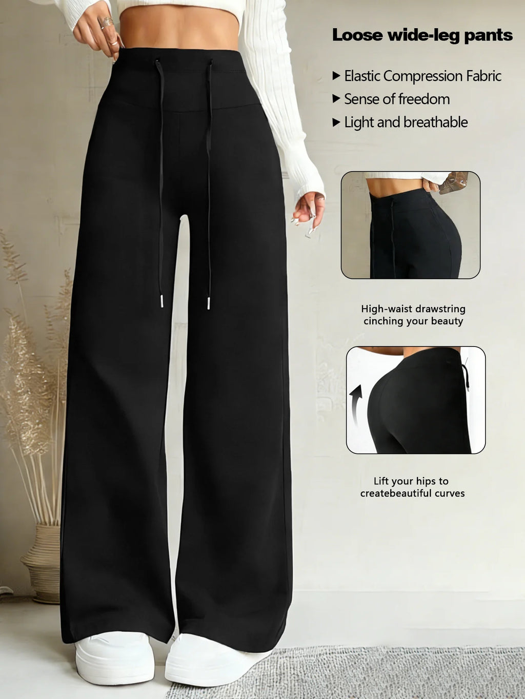 TrenddVibe™ Sculpt & Flow Wide-Leg Trousers