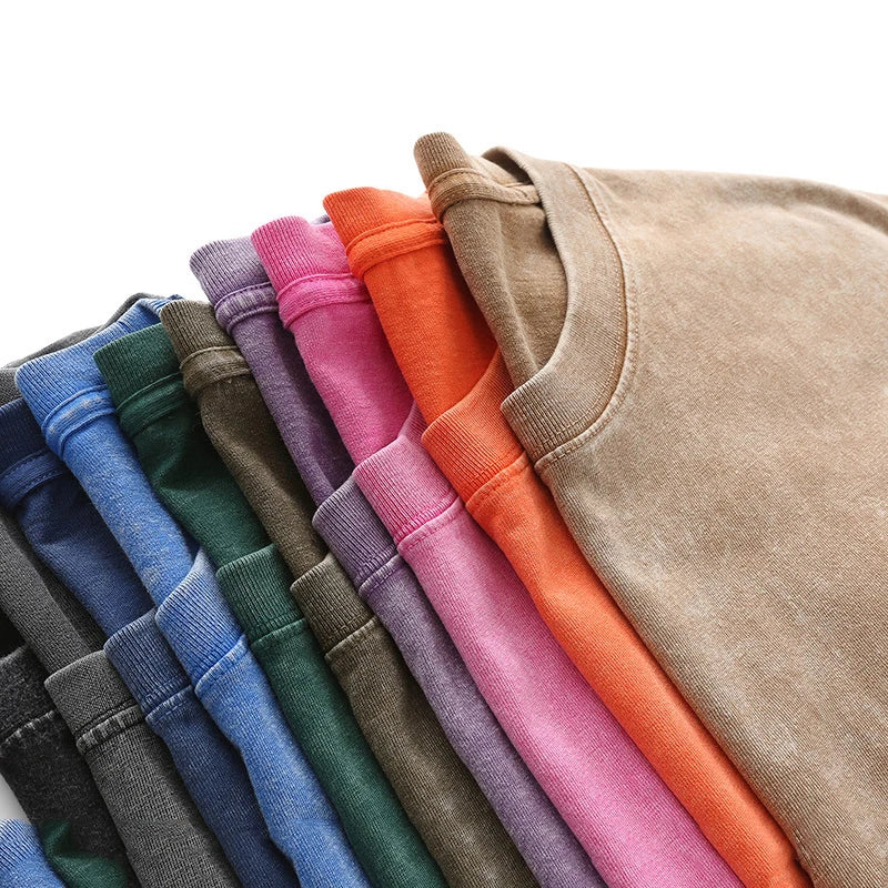 TrenddVibe™ Vintage Washed Heavyweight Cotton Tee – Oversized Streetwear Fit