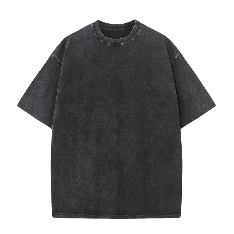 TrenddVibe™ Vintage Washed Heavyweight Cotton Tee – Oversized Streetwear Fit