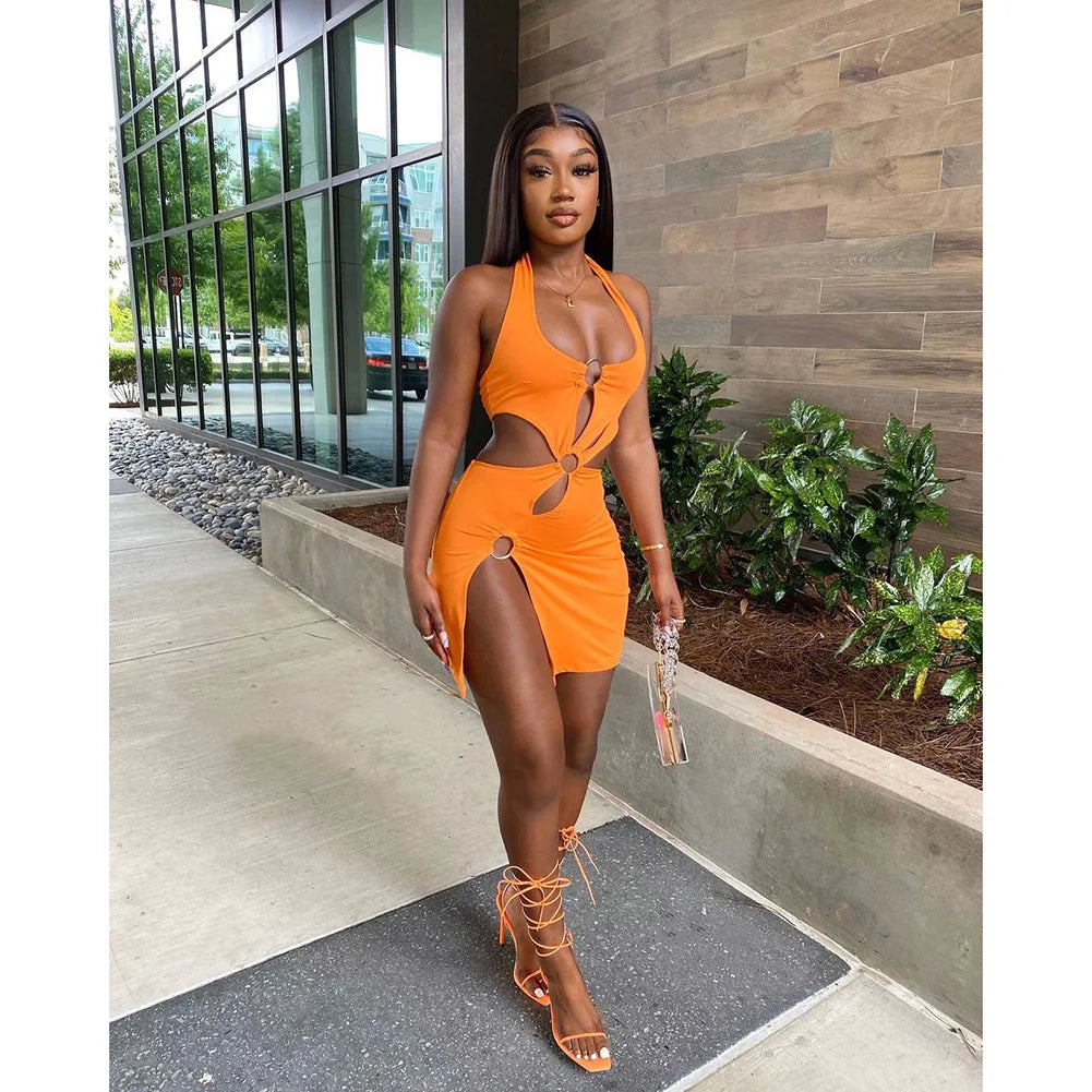 TrenddVibe™ Sunset Hollow Mini Dress