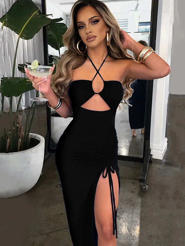 TrenddVibe™ Midnight Midi Sculpt Dress