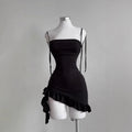 TrenddVibe™ Midnight Lace-Up Mini Dress