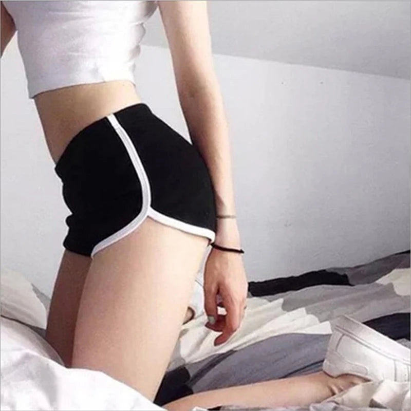 TrendVibe Women’s Casual Sports Shorts – High Waist, Elastic Fit, Summer Style