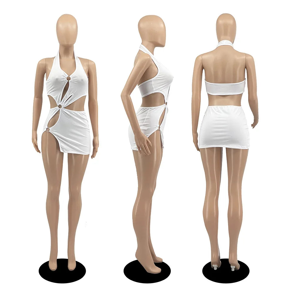 TrenddVibe™ Sunset Hollow Mini Dress