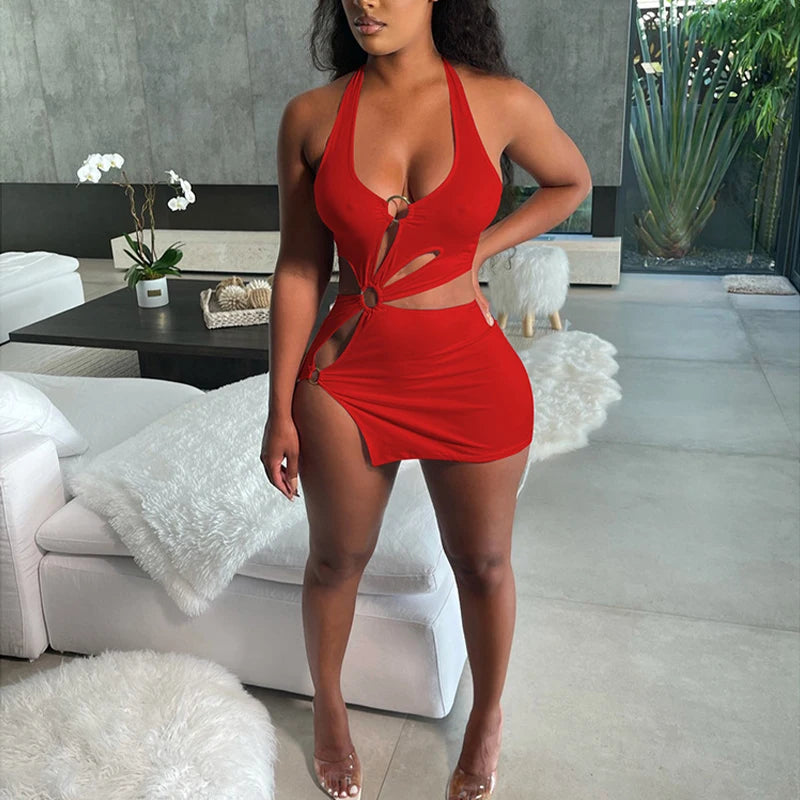 TrenddVibe™ Sunset Hollow Mini Dress