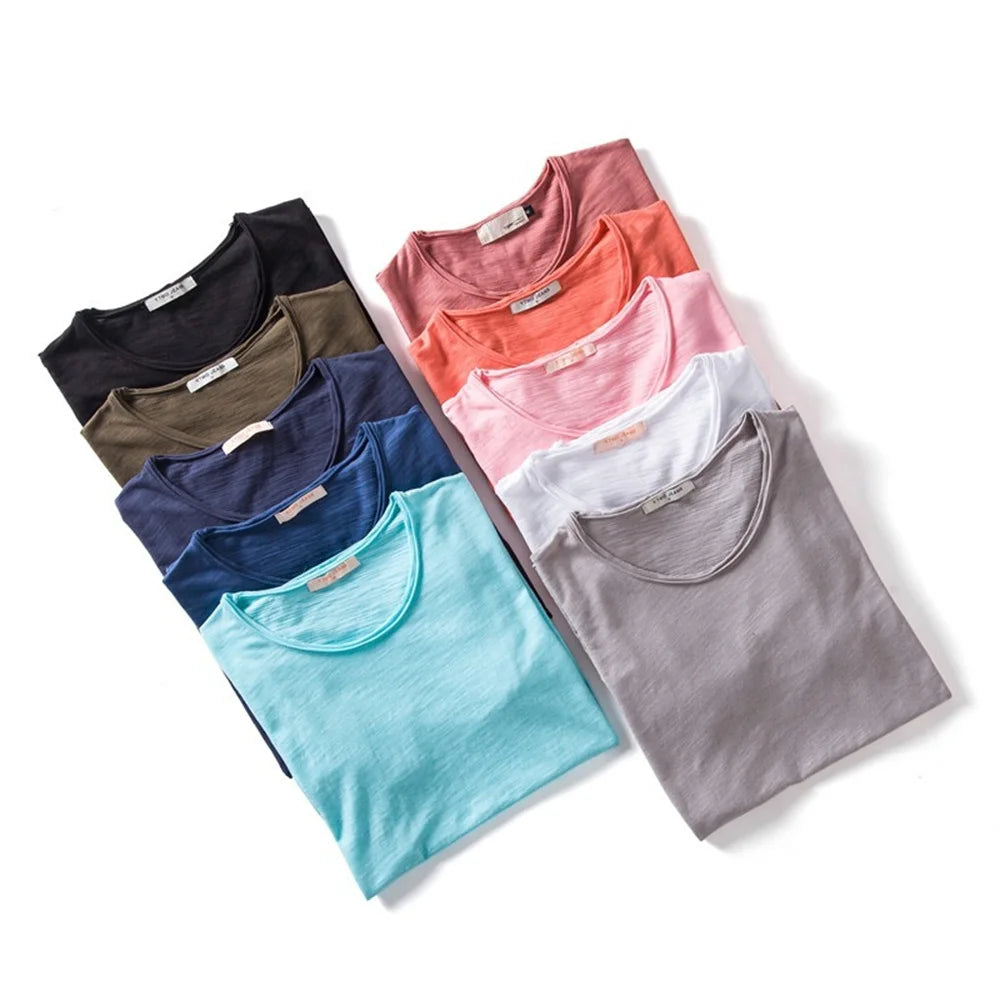 TrenddVibe™ Essential Breathable 100% Cotton Knit Crewneck Tee – Lightweight Summer Basic